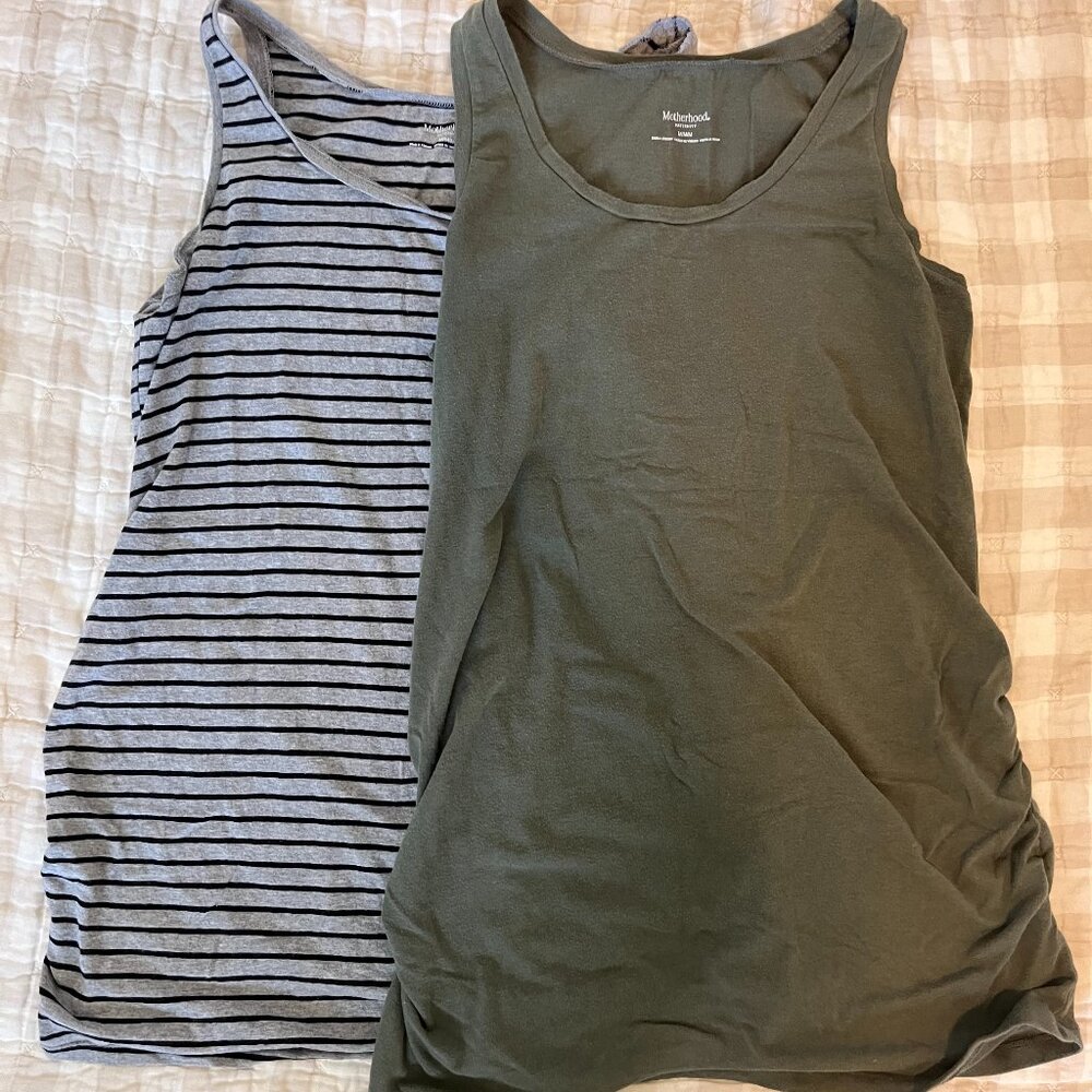 Motherhood Maternity | Grey & Black and Green Tank Tops | Set of 2 | Size Medium